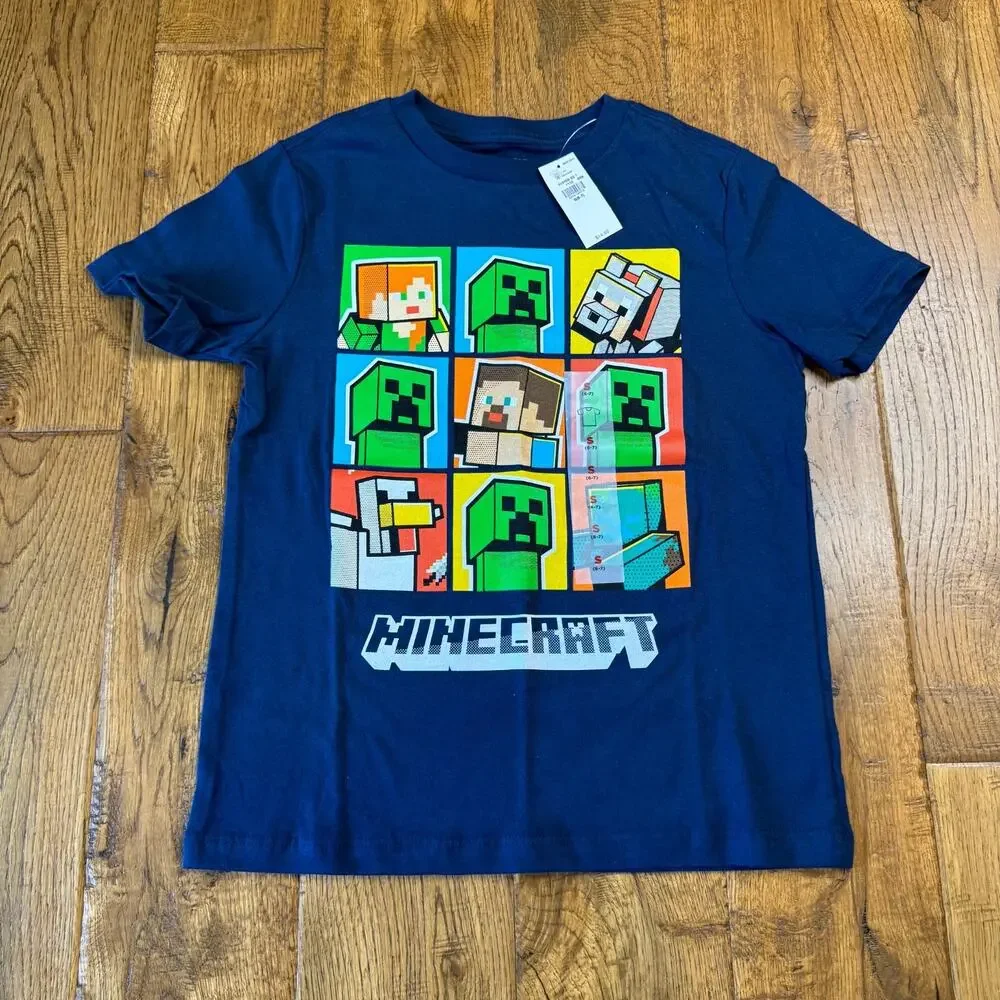 Lot of 10 Boys Summer Clothing Sz 6-7 Shirts, Shorts SONIC Spongebob Minecraft